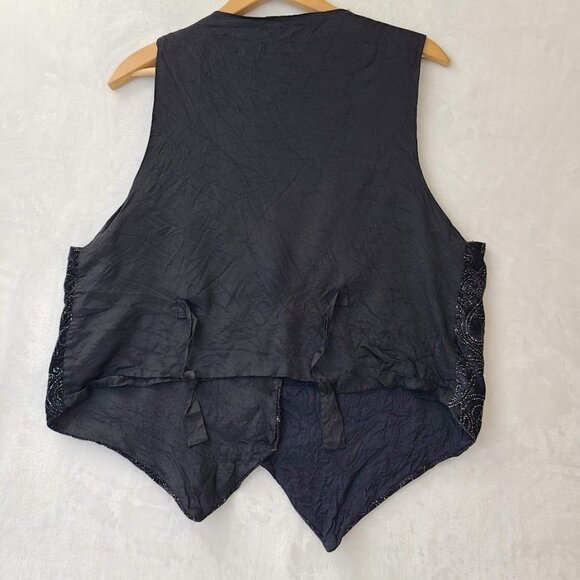 Vintage Saddle River Sportswear Vest Size L Sparkle Studded Bead Velvet Paisley - Picture 7 of 10